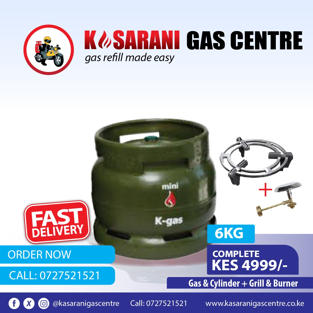 Rubis K-Gas Complete 6kg Set (6kg Cylinder + Grill + Burner)